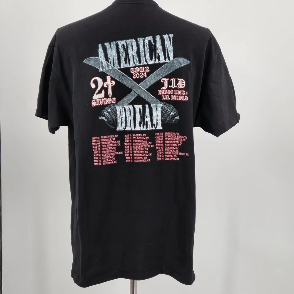 21 Savage The American Dream 2024 Concert T-Shirt XL JJD Nardo Wick Lil Harold